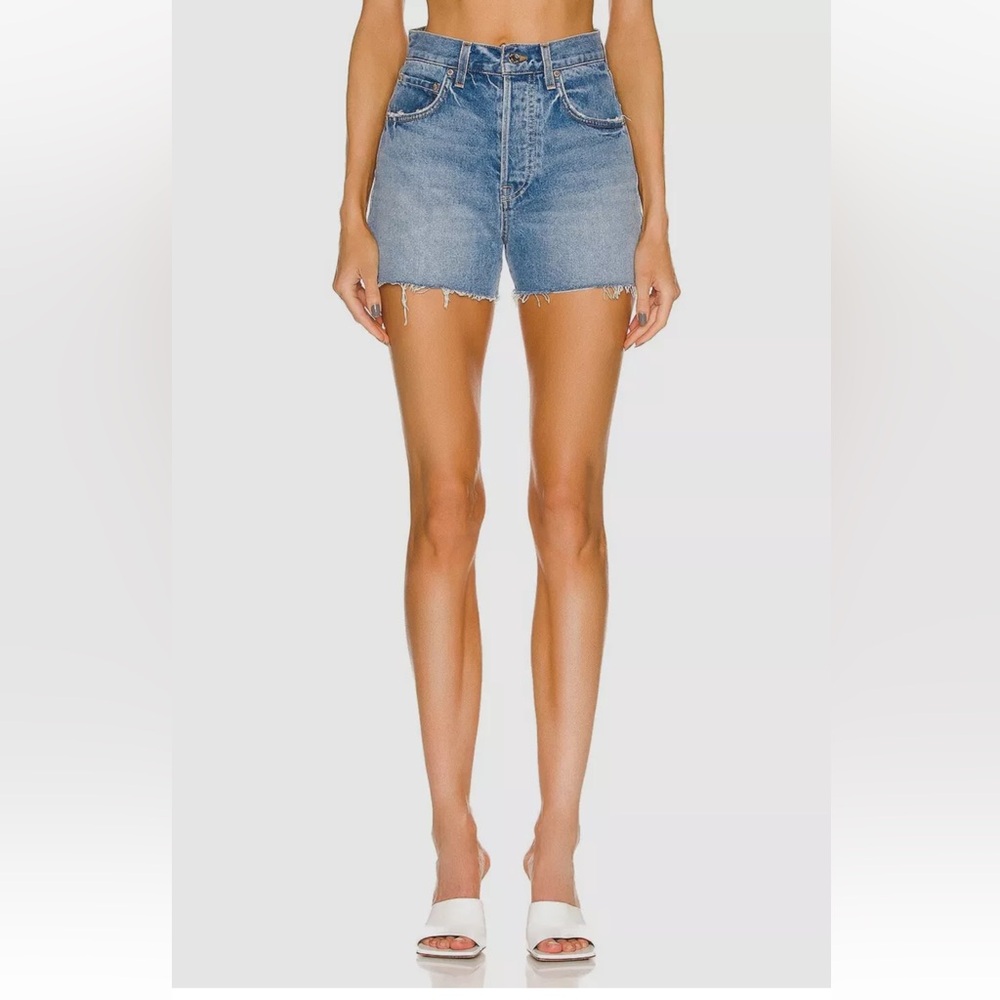 $161 GRLFRND Women Blue Jules Super High Rise Vintage Short Size 27